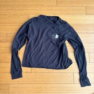 O'Neill black long sleeve cotton shirt with lotus design